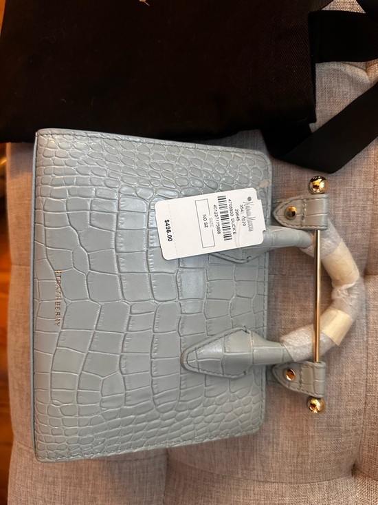 Strathberry Duck Egg Blue Croc Embossed Top Handle Nano Tote NWT - Picture 6 of 14
